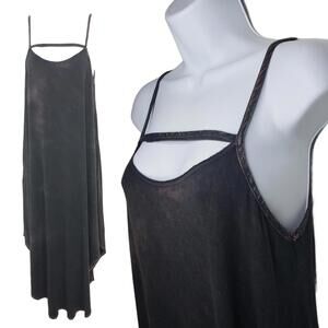 Final Touch Women's Sz M Distressed-Black Asymmetrical Strappy Maxi Dress(1736)